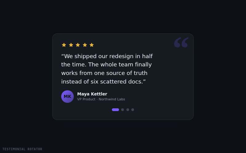 Testimonial Rotator — animated component preview