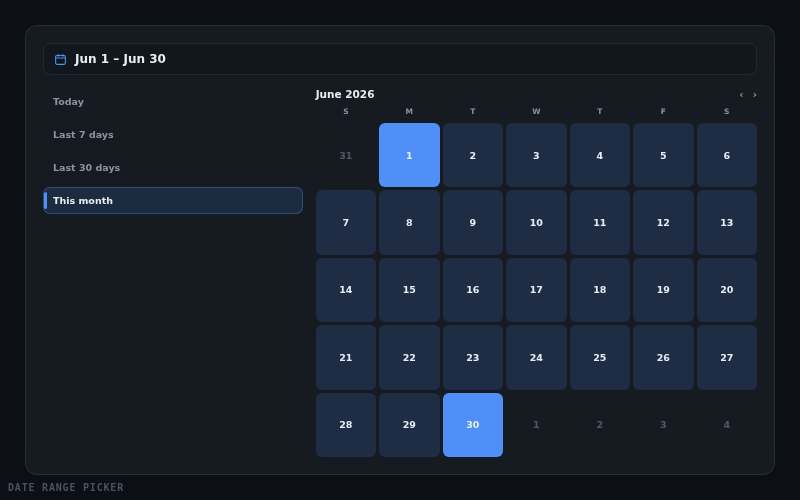 Date Range Picker — animated component preview
